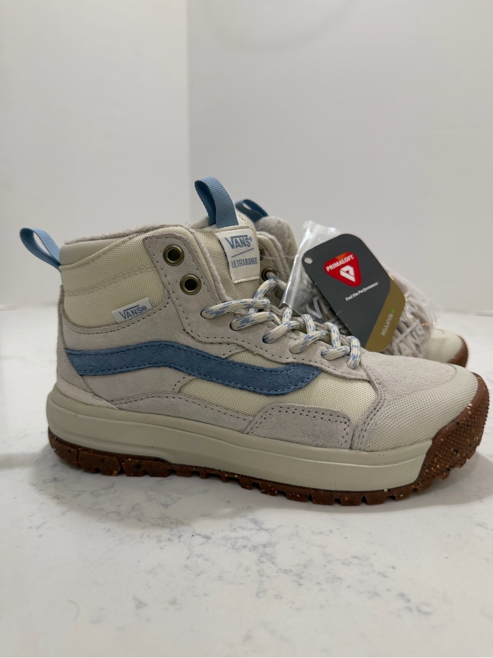 Vans Men’s Cream & Light Blue High-Top Outdoor Sneakers